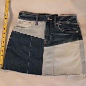 American Eagle Outfitters Blue Patchwork Mini Skirt